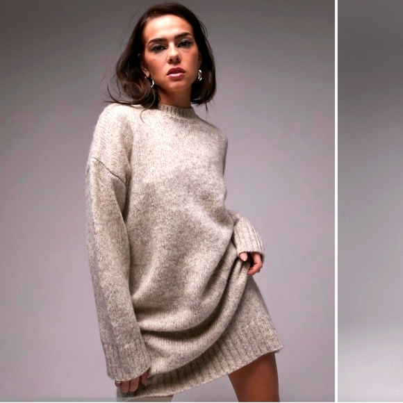Topshop Dresses & Skirts - Topshop Oversized Sweater Dress in Oatmeal